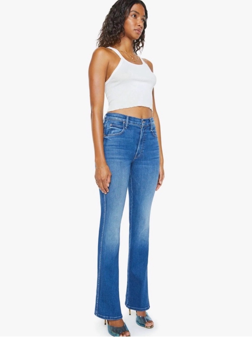Mother The Mid Rise Smokin' Double Sneak Jeans Nip It In The Bud size 25